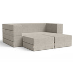 Zipline Convertible Sleeper Loveseat + Ottomans (Charcoal)