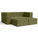 Zipline Convertible Sleeper Loveseat + Ottomans (Charcoal)