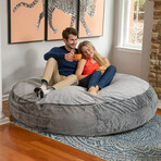 Cocoon Bean Bag // 6' (Silver Rabbit Faux Fur)