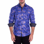 Metallic Long Sleeve Button-Up Shirt // Royal (2XL)