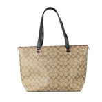 Coach Coated Canvas And Leather Gallery Tote Handbag // Khaki + Black