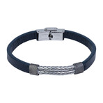 Woven Steel Leather Bracelet // 8" + 0.5" Extension
