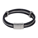 Multi Layer Wheat Chain Brown Leather Bracelet // 8" + 0.5" Extension