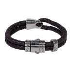 Double Layer Brown Leather Bracelet // 8" + 0.5" Extension