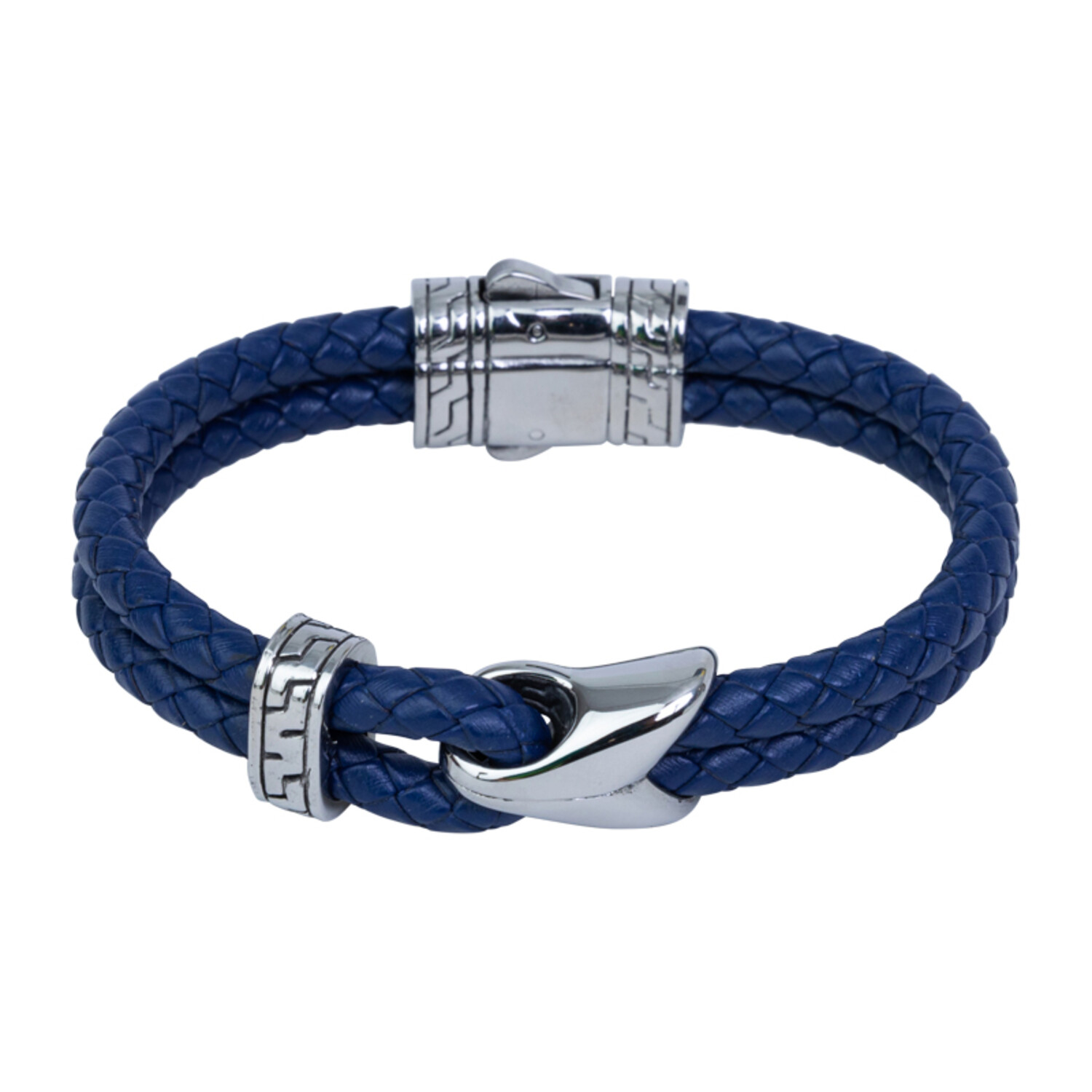 Double Layer Blue Leather Bracelet // 8