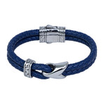 Double Layer Blue Leather Bracelet // 8" + 0.5" Extension