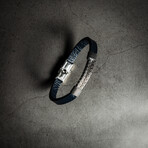 Woven Steel Leather Bracelet // 8" + 0.5" Extension