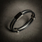 Multi Layer Wheat Chain Brown Leather Bracelet // 8" + 0.5" Extension