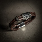 Double Layer Brown Leather Bracelet // 8" + 0.5" Extension