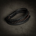 Multi Layer Brown + Lavastone Bracelet // 8" + 0.5" Extension