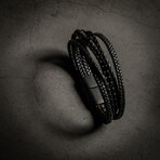 Multi Layer Brown + Lavastone Bracelet // 8" + 0.5" Extension