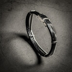 4 Layer Black Leather Stack Bracelet // 8" + 0.5" Extension