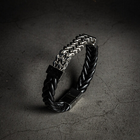 Leather Mesh Bracelet // 8.5"