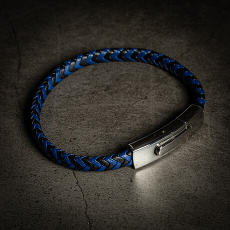 Braided Black + Blue Bracelet // 8"
