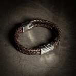Double Layer Brown Leather Bracelet // 8" + 0.5" Extension