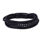 Multi Layer Brown + Lavastone Bracelet // 8" + 0.5" Extension