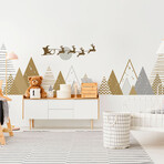 Santa Claus and Reindeer Christmas Mountain Stickers (15.6"H x 25.35"W x 0.001"D)