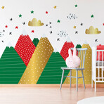 Giant Scandinavian Christmas Mountain Stickers (15.6"H x 23.4"W x 0.001"D)