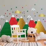 Giant Scandinavian Christmas Mountain Stickers (15.6"H x 23.4"W x 0.001"D)