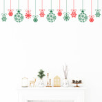 Red and Green Garland and Christmas Balls Wall Sticker (11.7"H x 29.25"W x 0.001"D)