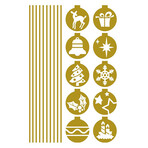 Golden Christmas Balls Wall Stickers (15.6"H x 9.75"W x 0.001"D)