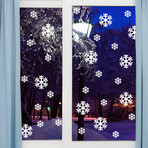White Snowflake Electrostatic Shiny Christmas Stickers // 50 Pieces