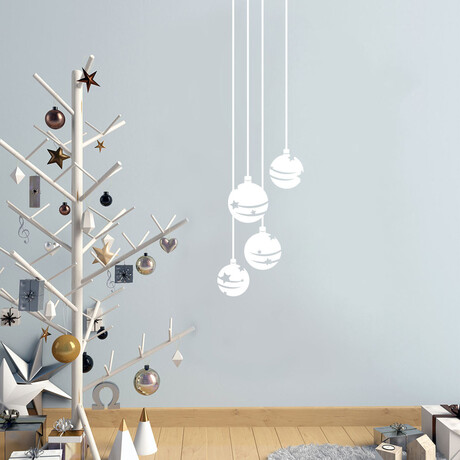 Christmas Decoration Balls Wall Sticker (33.15"H x 9.75"W x 0.001"D)