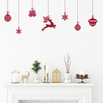 Suspended Christmas Balls and Reindeer Christmas Sticker (7.8"H x 9.75"W x 0.001"D)
