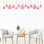 Red Garland and Christmas Balls Wall Sticker (7.8"H x 7.8"W x 0.001"D)