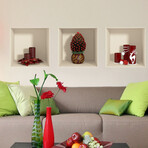 3D Red Candles and Christmas Tree Wall Sticker