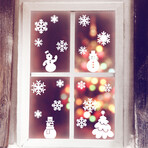 Snowflake, Snowmen and Fir Tree Electrostatic Shiny Christmas Stickers // 30 Pieces