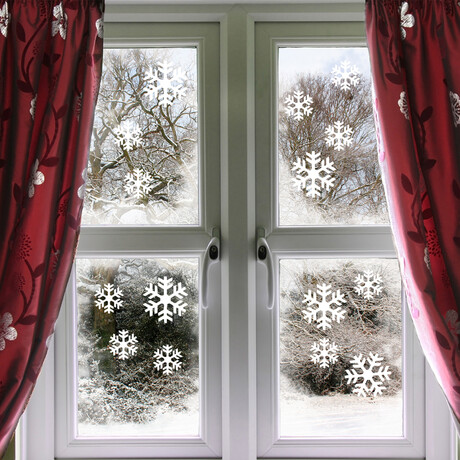 White Snowflake Electrostatic Shiny Christmas Stickers // 15 Pieces