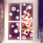 White Snowflake Electrostatic Shiny Christmas Stickers // 30 Pieces