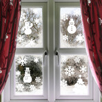 Snowflake, Snowmen and Fir Tree Electrostatic Shiny Christmas Stickers // 30 Pieces