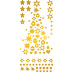 Golden Christmas Tree and Stars Christmas Wall Sticker (40.95"H x 17.55"W x 0.001"D)