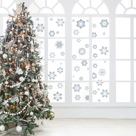 Multicolor Snowflakes Christmas Sticker (7.8"H x 9.75"W x 0.001"D)