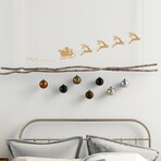 Santa's Sleigh and Reindeer Christmas Sticker (7.8"H x 17.55"W x 0.001"D)