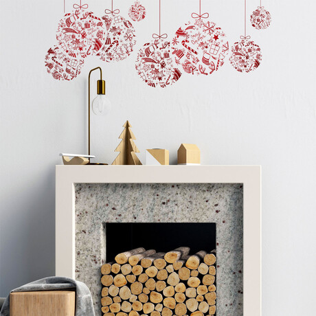 Red Christmas Balls Wall Sticker (11.7"H x 13.65"W x 0.001"D)