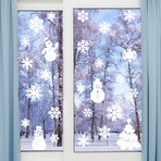 Snowflake, Snowmen and Fir Tree Electrostatic Shiny Christmas Stickers // 30 Pieces