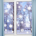 White Snowflake Electrostatic Shiny Christmas Stickers // 30 Pieces