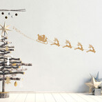 Santa's Sleigh and Reindeer Christmas Sticker (7.8"H x 17.55"W x 0.001"D)