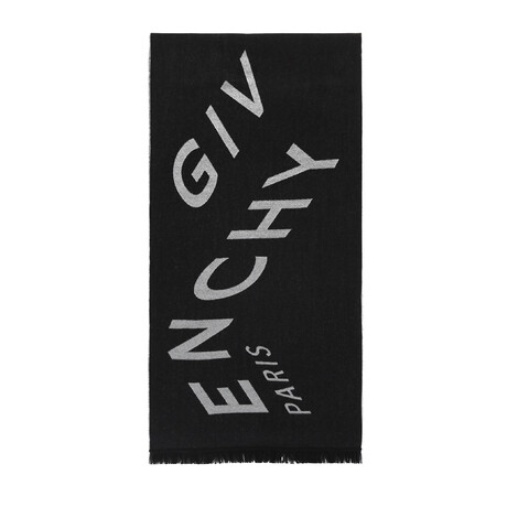 Givenchy // Arden Logo Fringe Scarf // Black