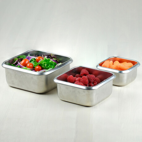 Minimal SQ Stainless Steel Containers // Set of 3
