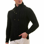 0374 Tailor Fit Detail V Neck Sweater // Black (L)