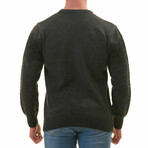 0366 Tailor Fit Crewneck Snowflake Motif Sweater // Gray + Black (XS)