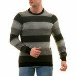 0365 Tailor Fit Crewneck Striped Sweater // Black + Gray (L)