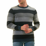 0360 Tailor Fit Crewneck Striped Sweater // Blue + Gray (XS)