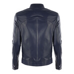 Caden Leather Jacket // Dark Blue (S)