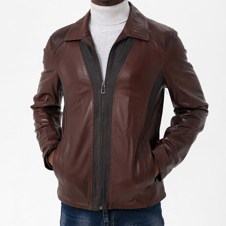 Isaac Leather Jacket // Brown (S)