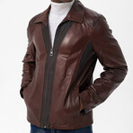 Isaac Leather Jacket // Brown (S)